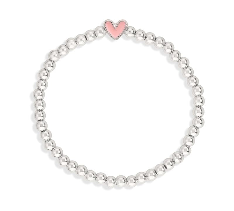 Heart Stretch Bracelet in Pink choose finish:silver plated
