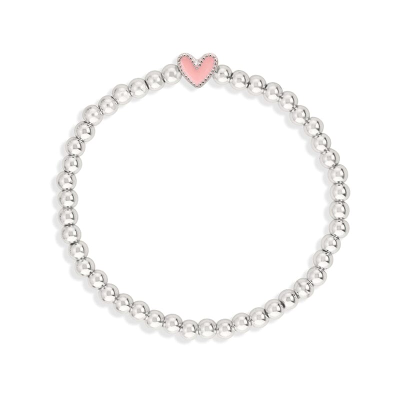 Heart Stretch Bracelet in Pink choose finish:silver plated