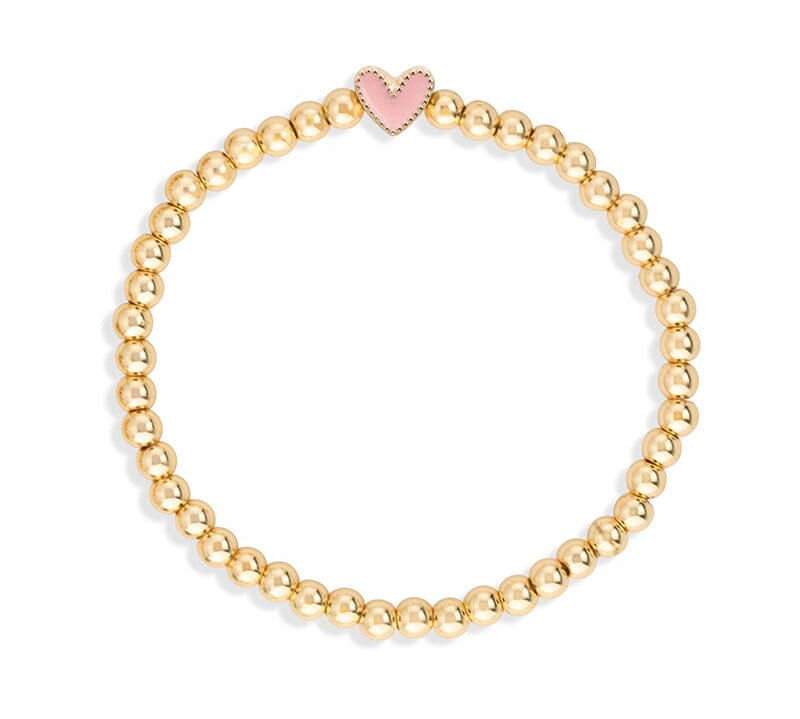 Heart Stretch Bracelet in Pink choose finish:gold plated
