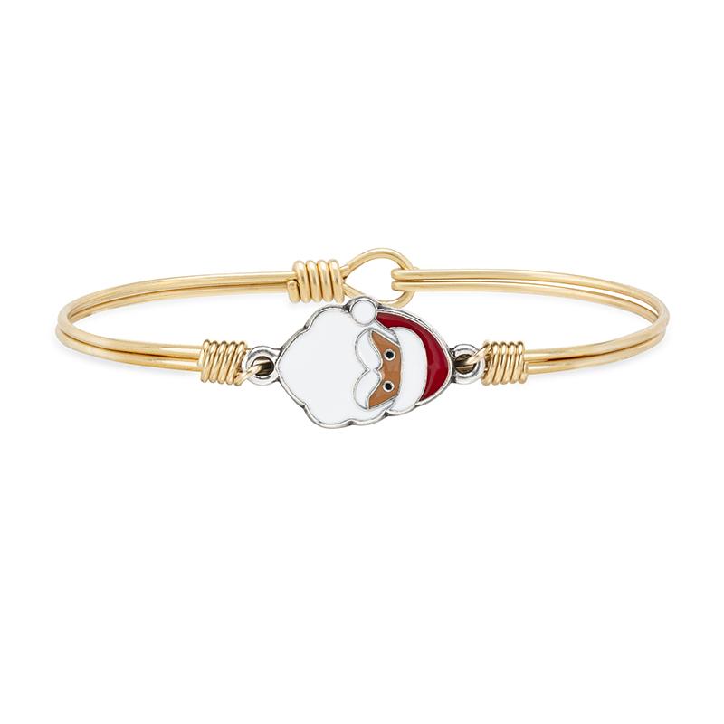 Santa Claus Bangle Bracelet choose finish:Brass Tone