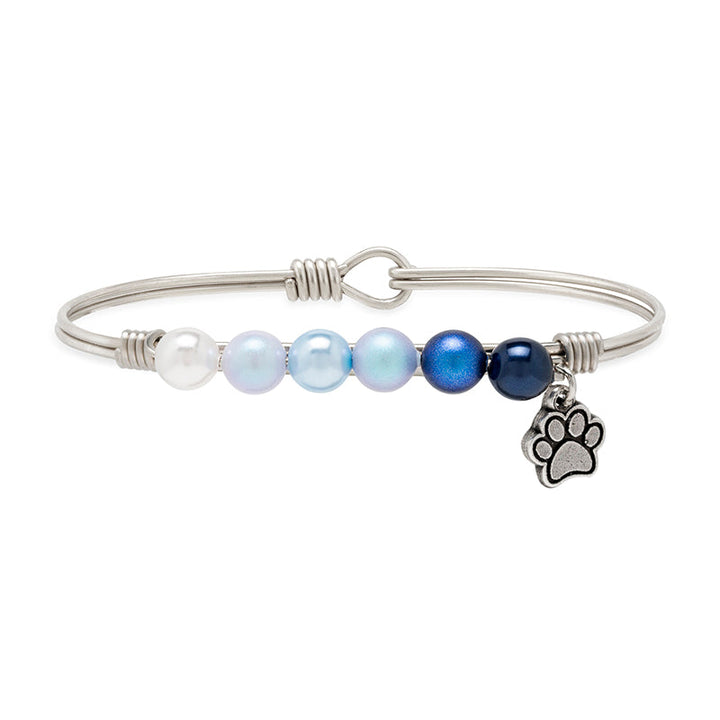 Pawprint Crystal Pearl Bangle Bracelet in Blue Ombre Luca Danni
