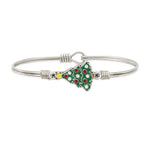 Crystal Holiday Tree Bangle Bracelet choose finish:Silver Tone