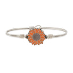 Orange Sunflower Bangle Bracelet choose finish:Silver Tone
