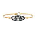 Snowflake Medley Bangle Bracelet choose finish:Brass Tone