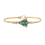 Crystal Holiday Tree Bangle Bracelet choose finish:Brass Tone