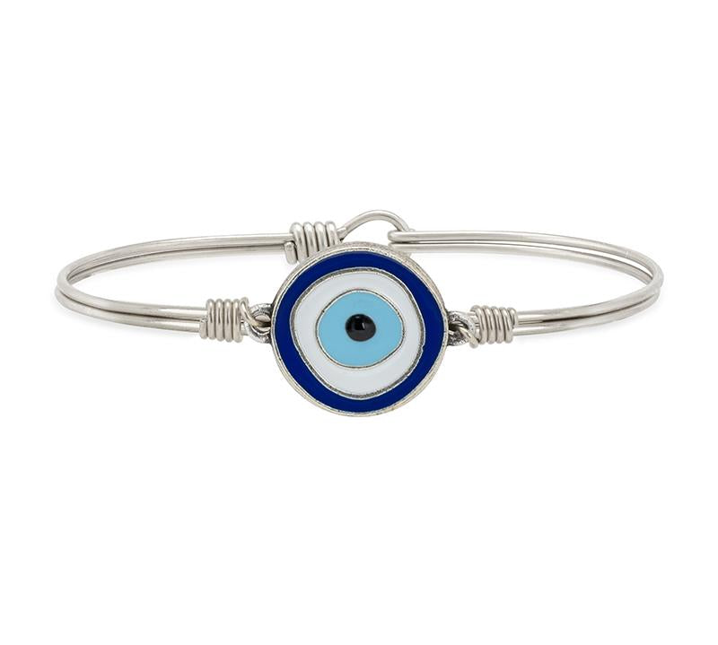 Evil Eye Amulet Bangle Bracelet choose finish:Silver Tone