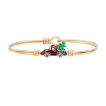 Holiday Red Truck Bangle Bracelet choose finish:Brass Tone