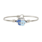 Blue Mittens Bangle Bracelet choose finish:Silver Tone
