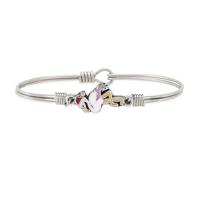 Holiday Flamingo Bangle Bracelet choose finish:Silver Tone